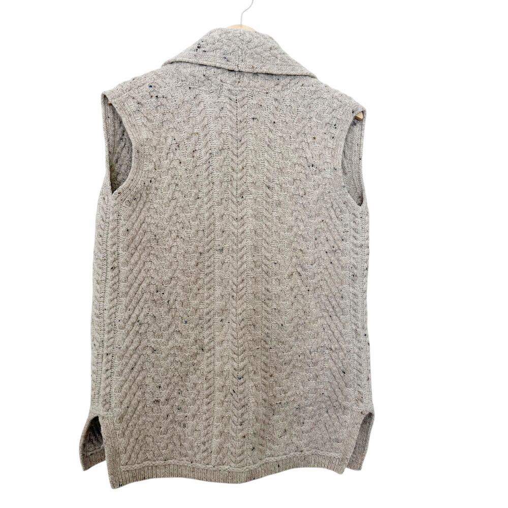 Aran Crafts Ireland Tan Merino Wool Knit Cardigan Vest Sz S - Picture 3 of 3